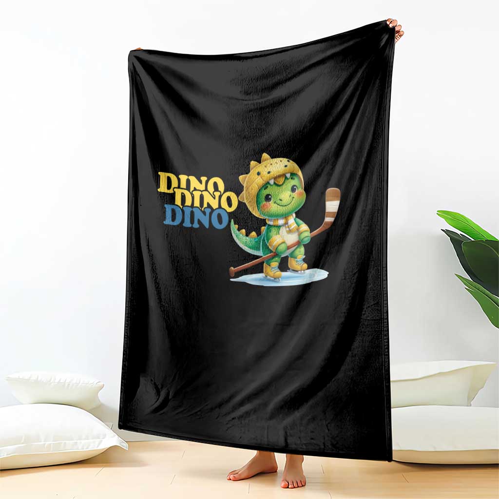 Funny Dinosaur Playing Ice Hockey Throw Blanket Gift For Dino Lovers TS12 Print Your Wear