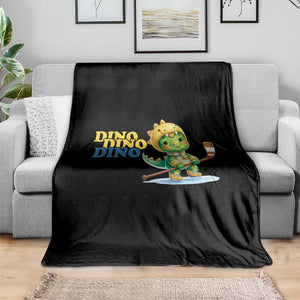 Funny Dinosaur Playing Ice Hockey Throw Blanket Gift For Dino Lovers TS12 Print Your Wear