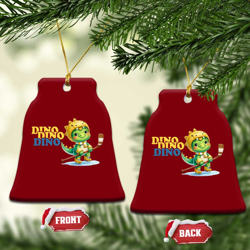 Funny Dinosaur Playing Ice Hockey Ceramic Ornament Gift For Dino Lovers TS12 Print Your Wear