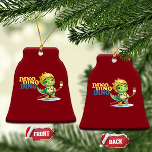 Funny Dinosaur Playing Ice Hockey Ceramic Ornament Gift For Dino Lovers TS12 Print Your Wear