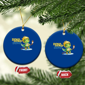 Funny Dinosaur Playing Ice Hockey Ceramic Ornament Gift For Dino Lovers TS12 1pc Blue Print Your Wear