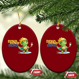Funny Dinosaur Playing Ice Hockey Ceramic Ornament Gift For Dino Lovers TS12 Print Your Wear
