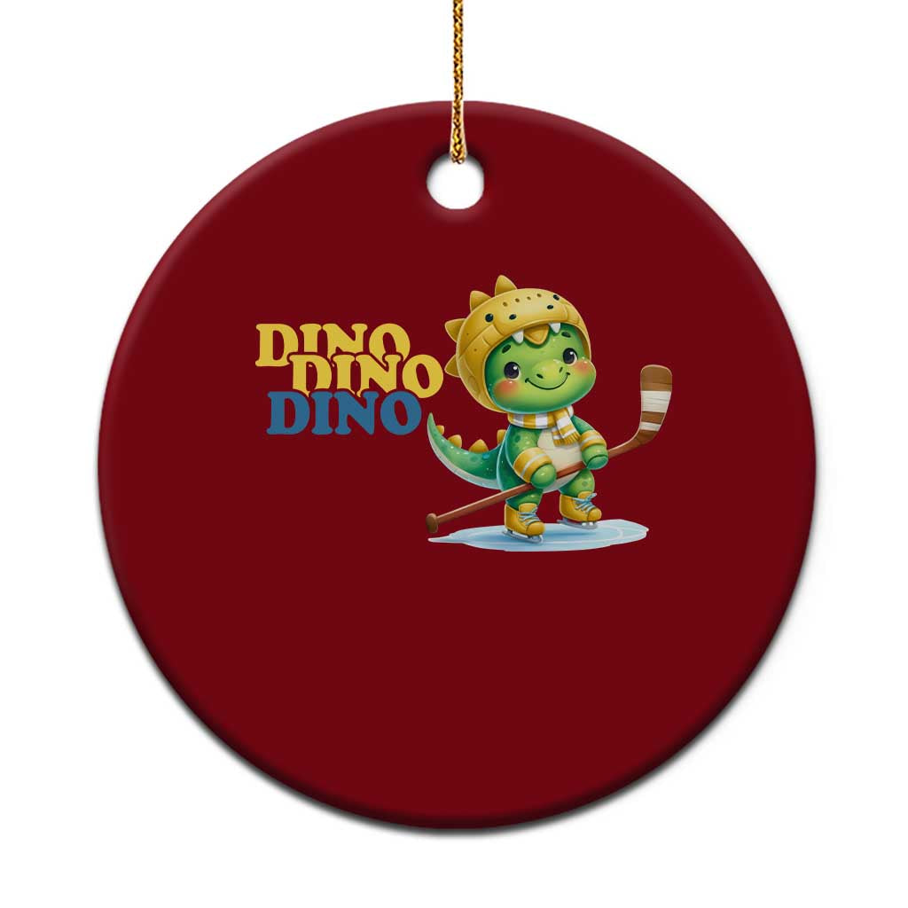 Funny Dinosaur Playing Ice Hockey Ceramic Ornament Gift For Dino Lovers TS12 1pc Red Print Your Wear