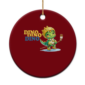 Funny Dinosaur Playing Ice Hockey Ceramic Ornament Gift For Dino Lovers TS12 1pc Red Print Your Wear