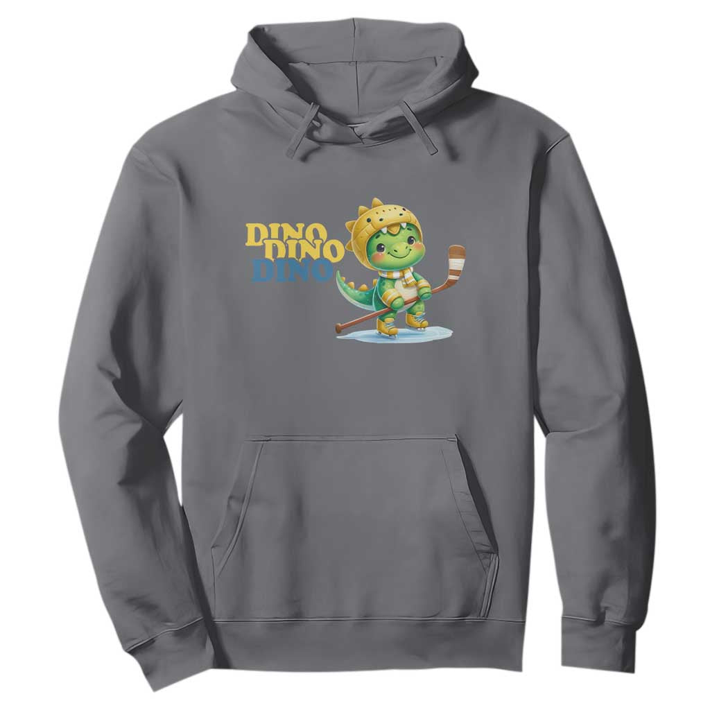 Funny Dinosaur Playing Ice Hockey Hoodie Gift For Dino Lovers TS12 Charcoal Print Your Wear
