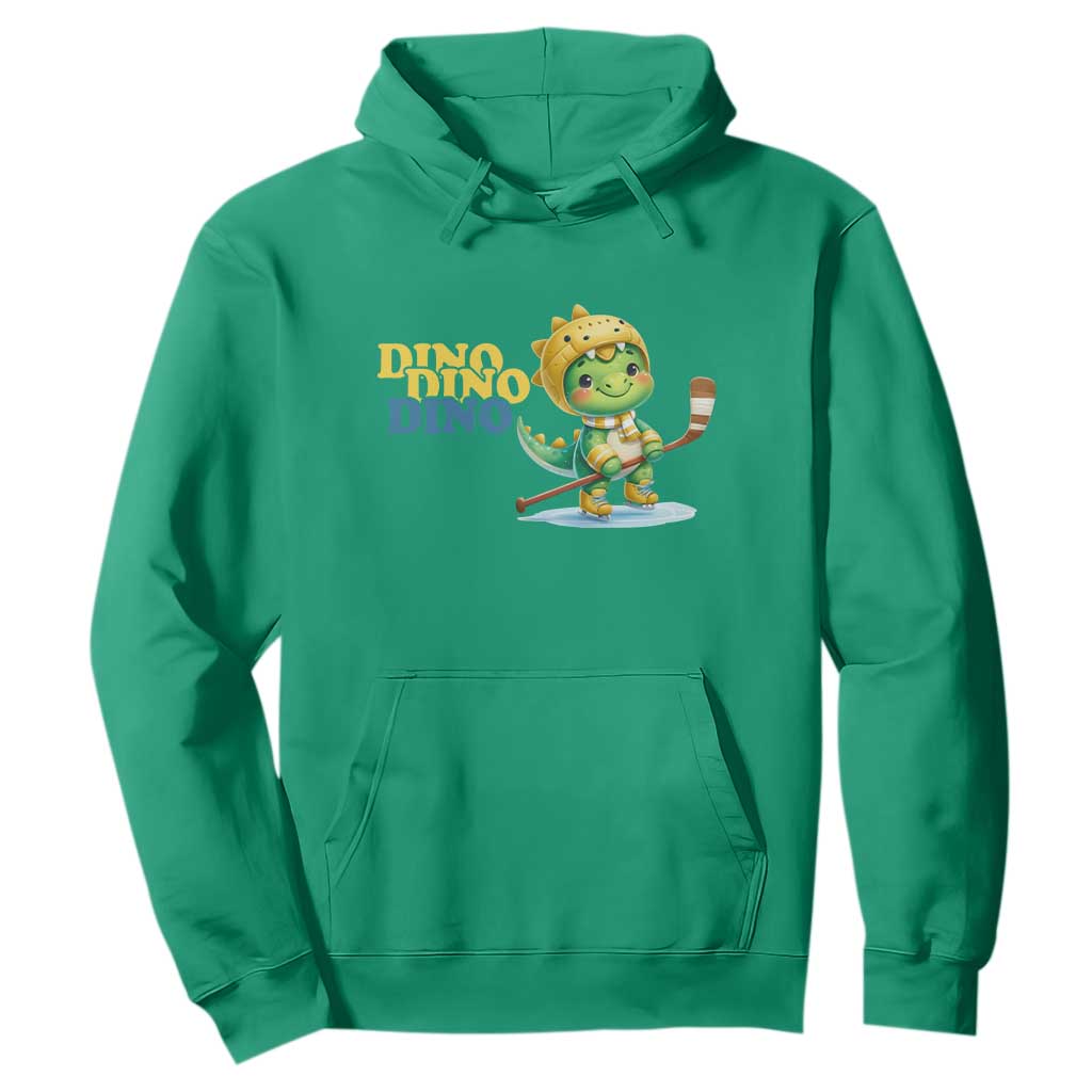 Funny Dinosaur Playing Ice Hockey Hoodie Gift For Dino Lovers TS12 Irish Green Print Your Wear