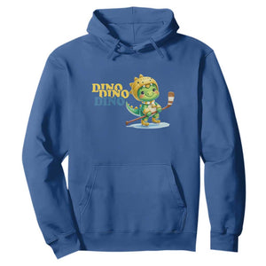 Funny Dinosaur Playing Ice Hockey Hoodie Gift For Dino Lovers TS12 Royal Blue Print Your Wear