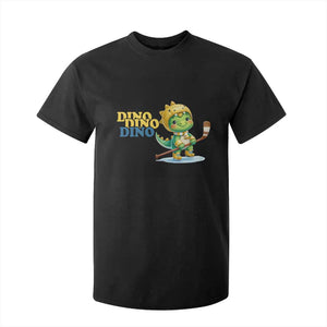 Funny Dinosaur Playing Ice Hockey T Shirt For Kid Gift For Dino Lovers TS12 Black Print Your Wear