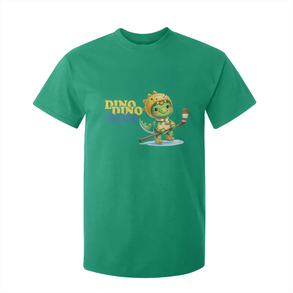 Funny Dinosaur Playing Ice Hockey T Shirt For Kid Gift For Dino Lovers TS12 Irish Green Print Your Wear