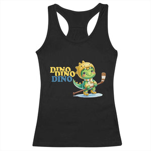 Funny Dinosaur Playing Ice Hockey Racerback Tank Top Gift For Dino Lovers TS12 Black Print Your Wear