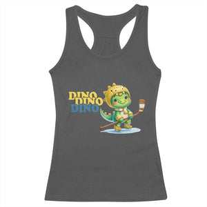 Funny Dinosaur Playing Ice Hockey Racerback Tank Top Gift For Dino Lovers TS12 Dark Heather Print Your Wear
