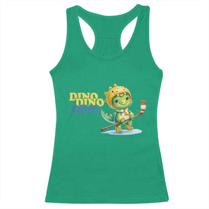 Funny Dinosaur Playing Ice Hockey Racerback Tank Top Gift For Dino Lovers TS12 Irish Green Print Your Wear
