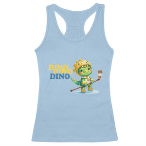 Funny Dinosaur Playing Ice Hockey Racerback Tank Top Gift For Dino Lovers TS12 Light Blue Print Your Wear