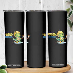 Funny Dinosaur Playing Ice Hockey Skinny Tumbler Gift For Dino Lovers TS12 Print Your Wear