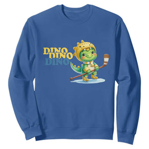 Funny Dinosaur Playing Ice Hockey Sweatshirt Gift For Dino Lovers TS12 Royal Blue Print Your Wear