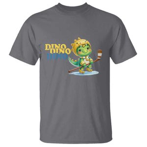 Funny Dinosaur Playing Ice Hockey T Shirt Gift For Dino Lovers TS12 Charcoal Print Your Wear