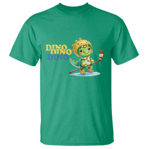 Funny Dinosaur Playing Ice Hockey T Shirt Gift For Dino Lovers TS12 Irish Green Print Your Wear