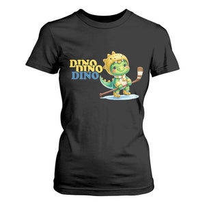 Funny Dinosaur Playing Ice Hockey T Shirt For Women Gift For Dino Lovers TS12 Black Print Your Wear