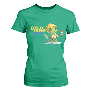 Funny Dinosaur Playing Ice Hockey T Shirt For Women Gift For Dino Lovers TS12 Irish Green Print Your Wear