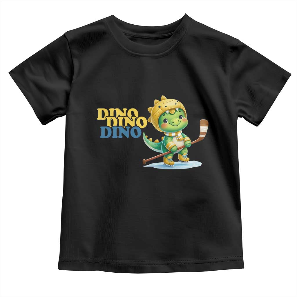 Funny Dinosaur Playing Ice Hockey Toddler T Shirt Gift For Dino Lovers TS12 Black Print Your Wear