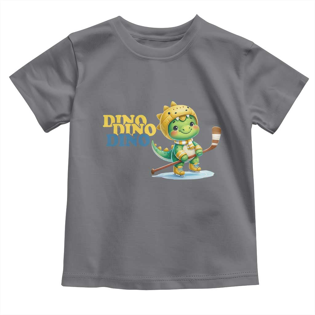 Funny Dinosaur Playing Ice Hockey Toddler T Shirt Gift For Dino Lovers TS12 Charcoal Print Your Wear