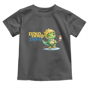 Funny Dinosaur Playing Ice Hockey Toddler T Shirt Gift For Dino Lovers TS12 Dark Heather Print Your Wear
