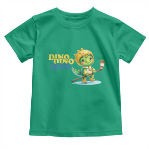 Funny Dinosaur Playing Ice Hockey Toddler T Shirt Gift For Dino Lovers TS12 Irish Green Print Your Wear