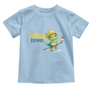 Funny Dinosaur Playing Ice Hockey Toddler T Shirt Gift For Dino Lovers TS12 Light Blue Print Your Wear