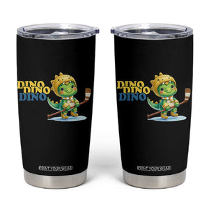 Funny Dinosaur Playing Ice Hockey Tumbler Cup Gift For Dino Lovers TS12 Black Print Your Wear