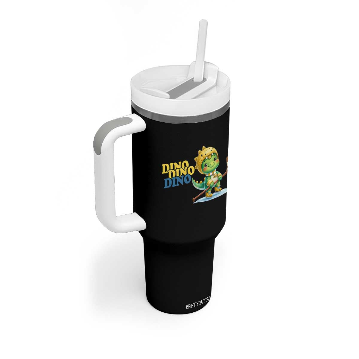 Funny Dinosaur Playing Ice Hockey Tumbler With Handle Gift For Dino Lovers TS12 Print Your Wear