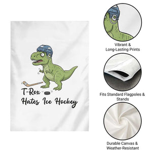 Dino Hates Ice Hockey Garden Flag Funny Ice Sports Dinosaur Gift TS12 Print Your Wear