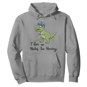 Dino Hates Ice Hockey Hoodie Funny Ice Sports Dinosaur Gift TS12 Sport Gray Print Your Wear