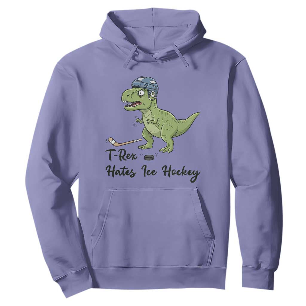 Dino Hates Ice Hockey Hoodie Funny Ice Sports Dinosaur Gift TS12 Violet Print Your Wear