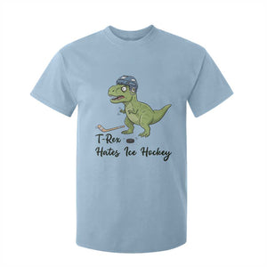 Dino Hates Ice Hockey T Shirt For Kid Funny Ice Sports Dinosaur Gift TS12 Light Blue Print Your Wear