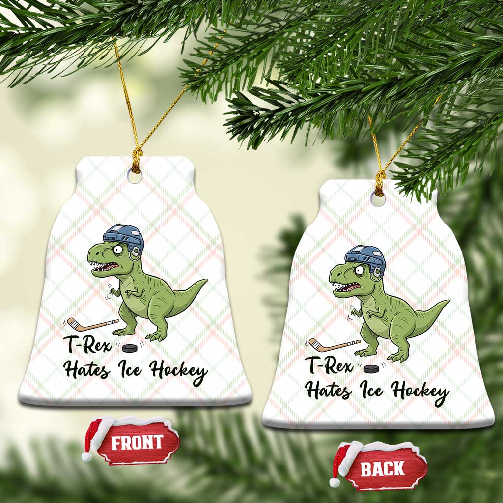 Dino Hates Ice Hockey Ceramic Ornament Funny Ice Sports Dinosaur Gift TS12 Print Your Wear