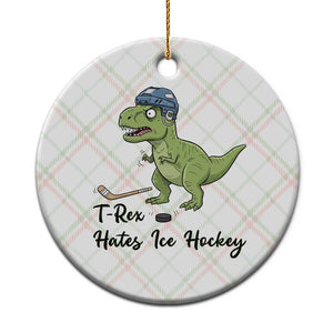 Dino Hates Ice Hockey Ceramic Ornament Funny Ice Sports Dinosaur Gift TS12 1pc Christmas Plaid Print Your Wear