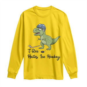 Dino Hates Ice Hockey Long Sleeve Shirt Funny Ice Sports Dinosaur Gift TS12 Daisy Print Your Wear