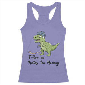 Dino Hates Ice Hockey Racerback Tank Top Funny Ice Sports Dinosaur Gift TS12 Violet Print Your Wear