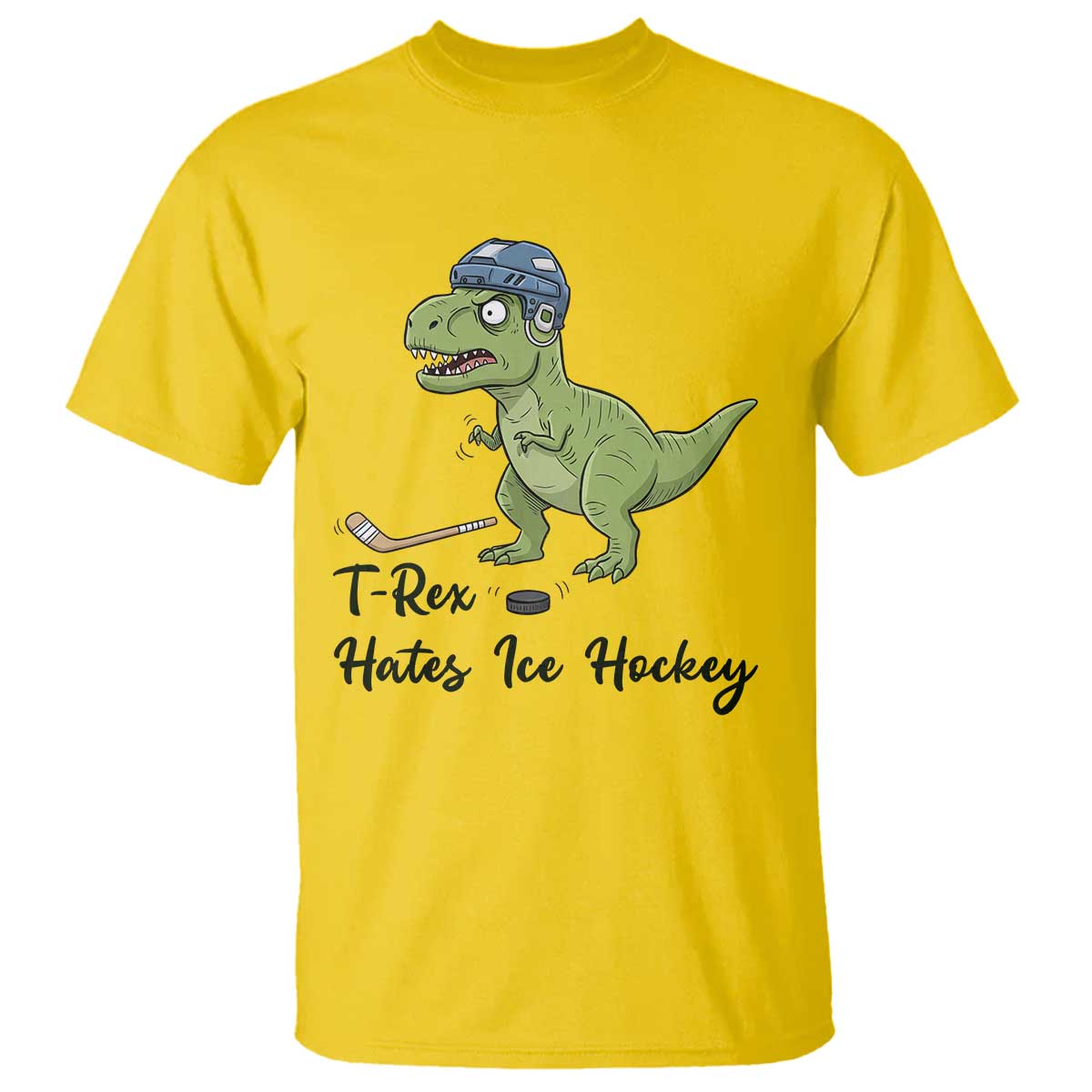 Dino Hates Ice Hockey T Shirt Funny Ice Sports Dinosaur Gift TS12 Daisy Print Your Wear