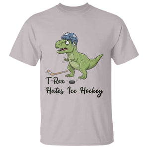 Dino Hates Ice Hockey T Shirt Funny Ice Sports Dinosaur Gift TS12 Ice Gray Print Your Wear