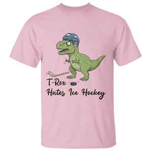 Dino Hates Ice Hockey T Shirt Funny Ice Sports Dinosaur Gift TS12 Light Pink Print Your Wear