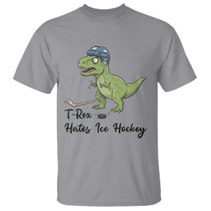 Dino Hates Ice Hockey T Shirt Funny Ice Sports Dinosaur Gift TS12 Sport Gray Print Your Wear
