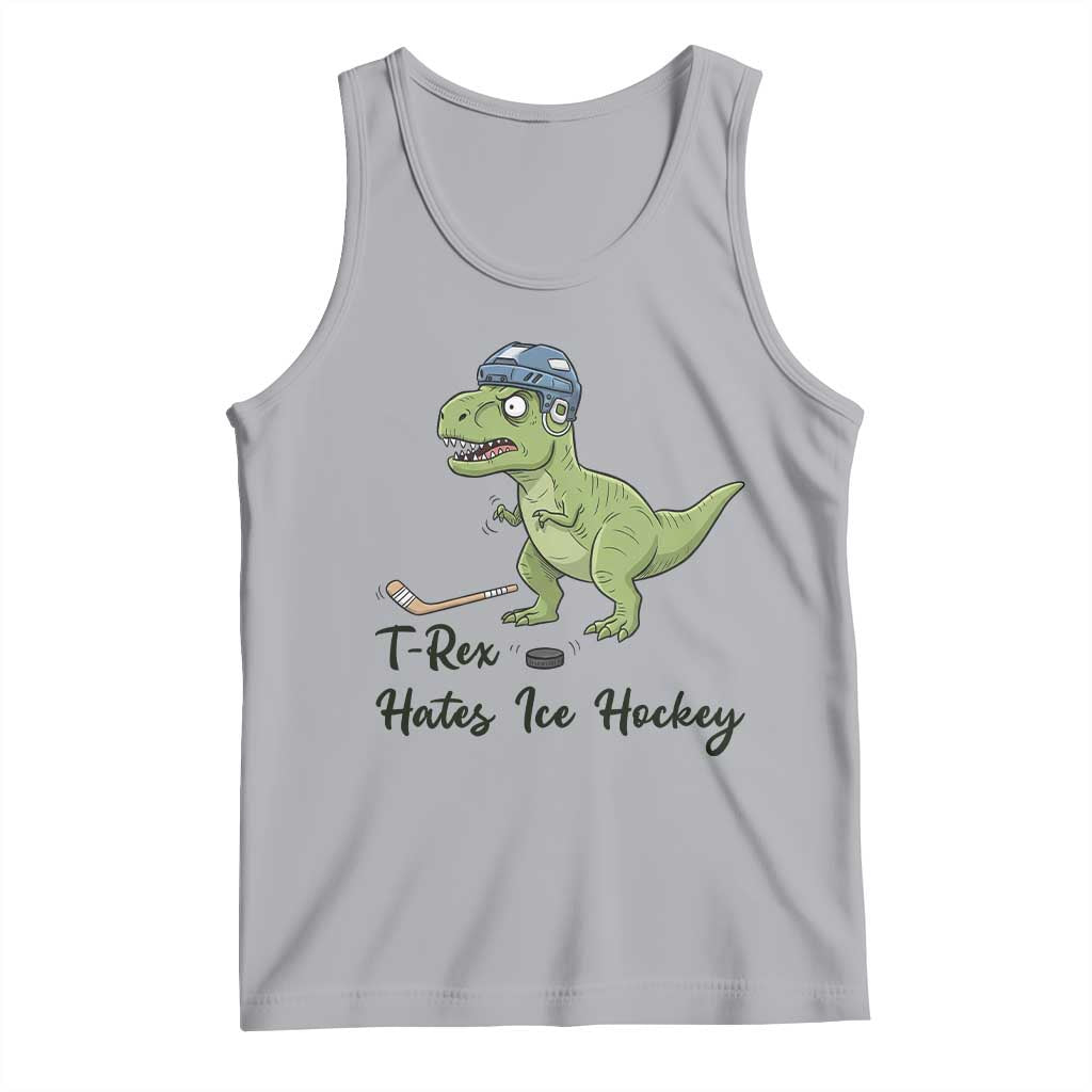 Dino Hates Ice Hockey Tank Top Funny Ice Sports Dinosaur Gift TS12 Athletic Heather Print Your Wear