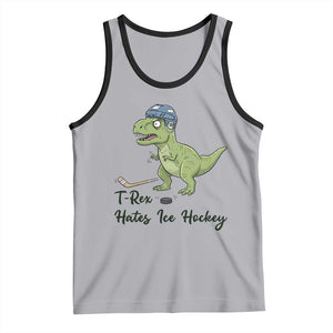 Dino Hates Ice Hockey Tank Top Funny Ice Sports Dinosaur Gift TS12 Athletic Heather Black Print Your Wear