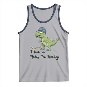 Dino Hates Ice Hockey Tank Top Funny Ice Sports Dinosaur Gift TS12 Athletic Heather Navy Print Your Wear