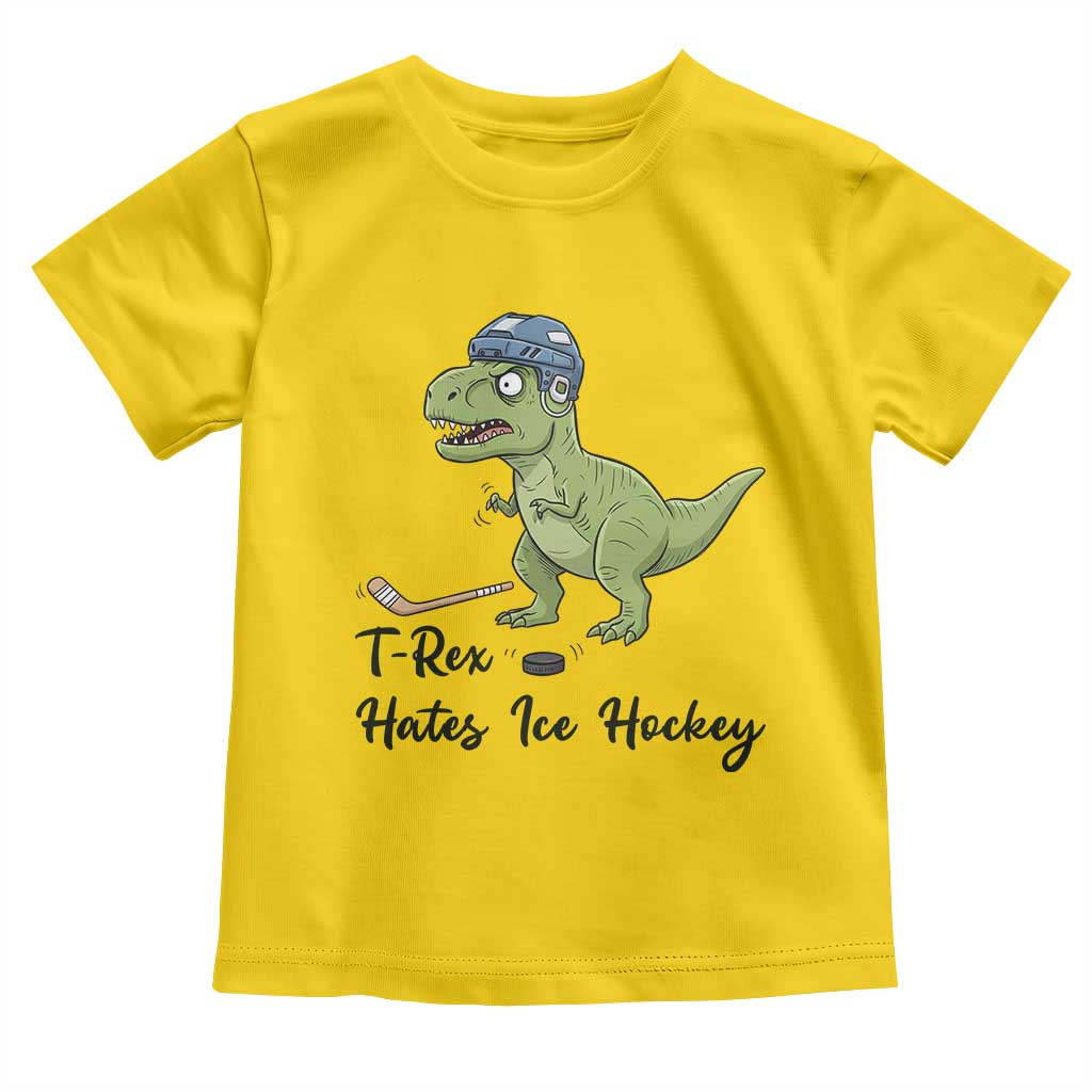 Dino Hates Ice Hockey Toddler T Shirt Funny Ice Sports Dinosaur Gift TS12 Daisy Print Your Wear