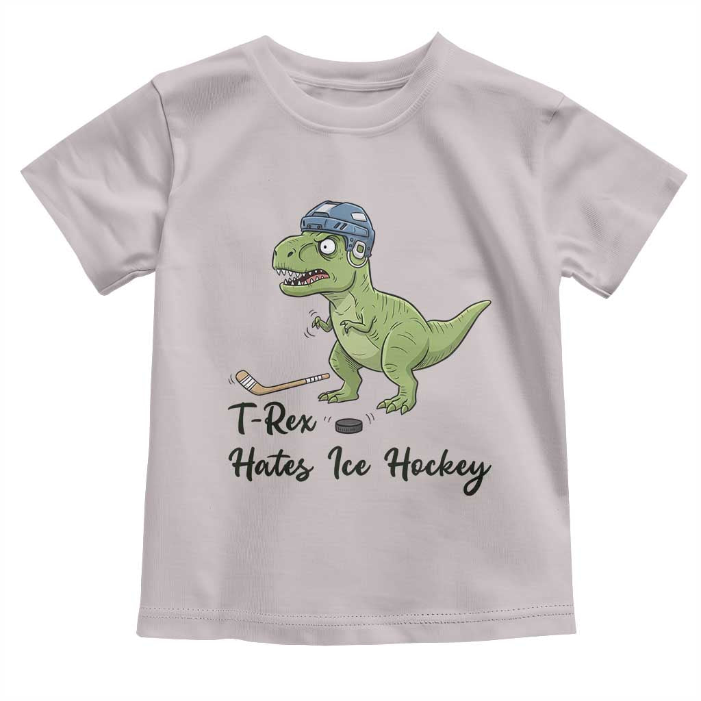 Dino Hates Ice Hockey Toddler T Shirt Funny Ice Sports Dinosaur Gift TS12 Ice Gray Print Your Wear