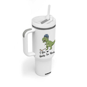 Dino Hates Ice Hockey Tumbler With Handle Funny Ice Sports Dinosaur Gift TS12 Print Your Wear