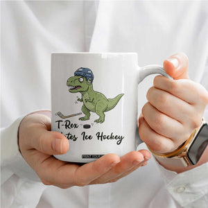 Dino Hates Ice Hockey Coffee Mug Funny Ice Sports Dinosaur Gift TS12 Print Your Wear