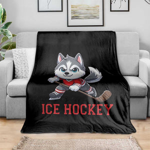 Funny Husky Playing Ice Hockey Throw Blanket Gift For Dog Lovers TS12 Print Your Wear